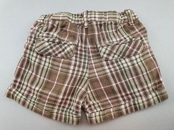 kurze Stoffhose Gr. 74 H&M oliv/braun/rosa kariert