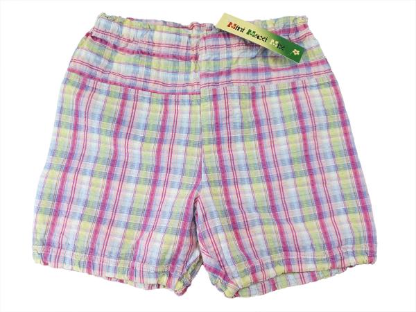 kurze Stoffhose Gr. 80/86 kariert rosa/hellgrün