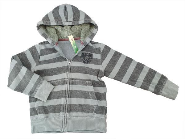 Sweatjacke Gr. 116/122 Benetton grau Blockstreifen