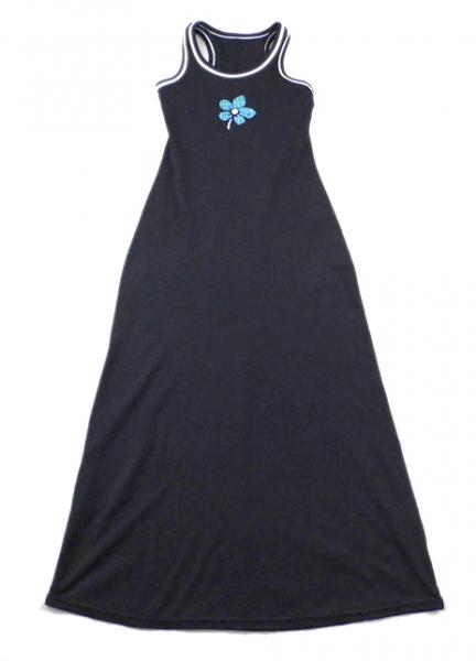 Trägerkleid Gr. 170/176 lang und schwarz mit Blume