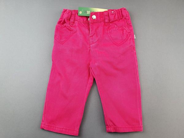 Jeanshose Gr. 68 Liegelind pink mit Herztaschen