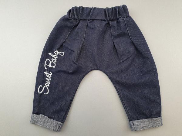 Sweatjeans Gr. 68 dunkelblau gerafft mit Gummibund Glitzerschrift