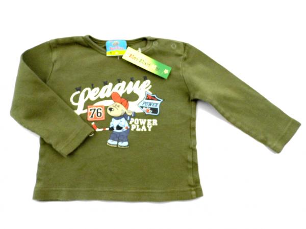 Langarmshirt Gr. 74/80 Topolino olivgrün mit Hockeyplayer