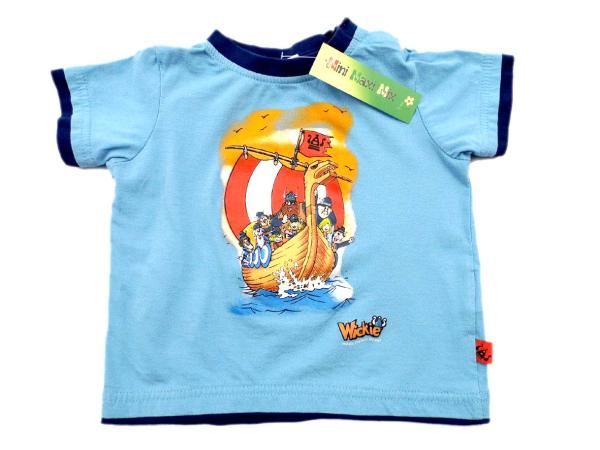 T-Shirt Gr. 74 Wickie hellblau 2-Lagen-Look mit Wikinger