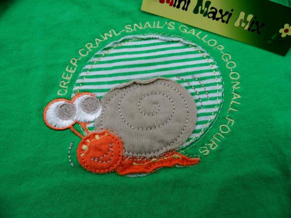 T-Shirt Gr. 50/56 okay grün mit Schnecke