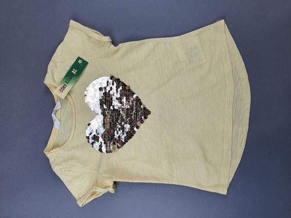 T-Shirt Gr. 92/98 H&M gelb mit Paillettenherz