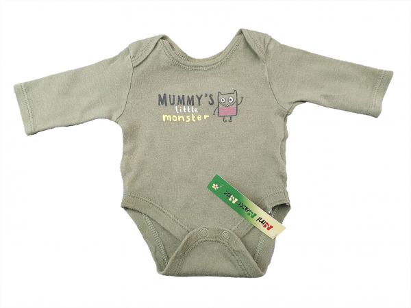 Langarmbody Gr. 44 olivgrün – Mummys little monster