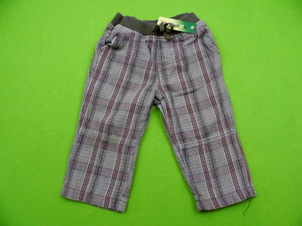 Leinenhose Gr. 74/80 Topolino braun/rosa kariert Strickbund