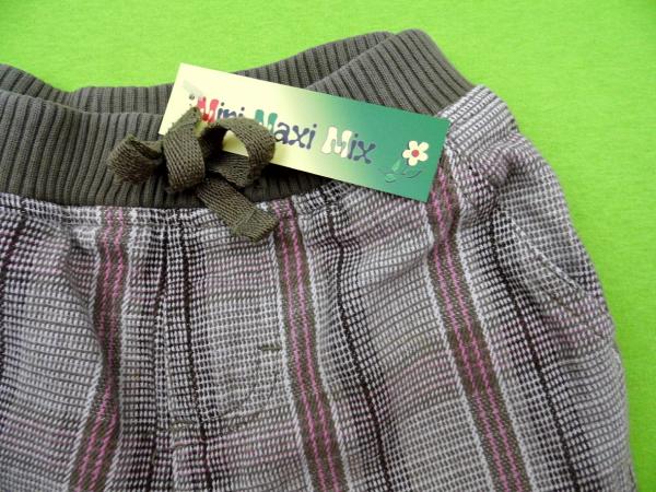 Leinenhose Gr. 74/80 Topolino braun/rosa kariert Strickbund