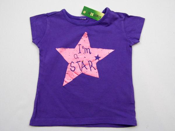 T-Shirt Gr. 80 lila mit Glitzerstern rosa