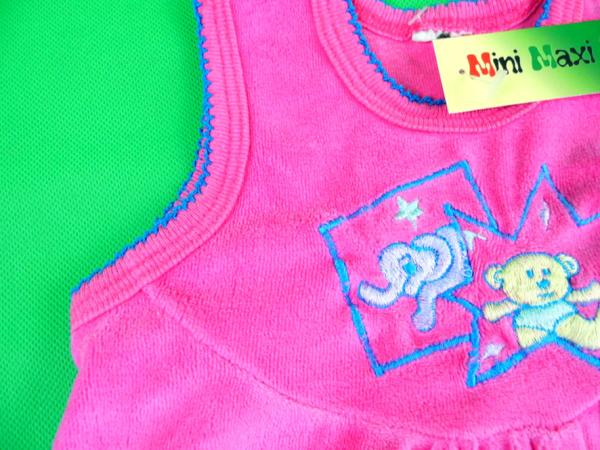 Samtstrampler Gr. 62 pink mit Teddies