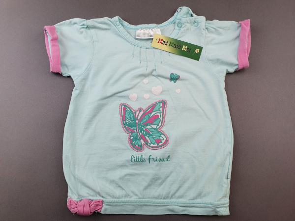 T-Shirt Gr. 86 mintgrün/rosa mit Schmetterling und Schleife