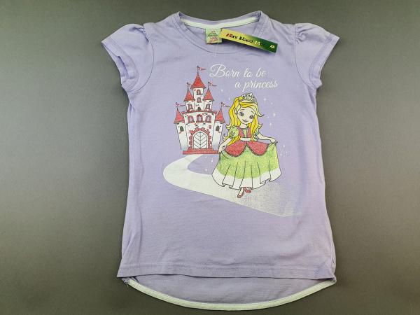 T-Shirt Gr. 98/104 flieder mit Schloss und Glitzerprinzessin