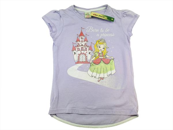 T-Shirt Gr. 98/104 flieder mit Schloss und Glitzerprinzessin