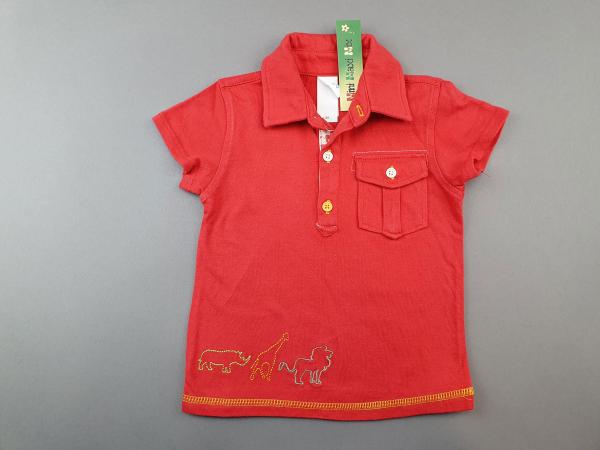 Poloshirt Gr. 80/86 C&A rot mit Tasche und Tieren