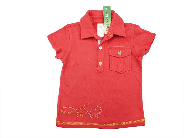 Poloshirt Gr. 80/86 C&A rot mit Tasche und Tieren