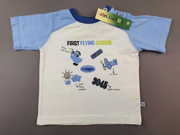 T-Shirt Gr. 68 weiss/hellblau first flying lesson