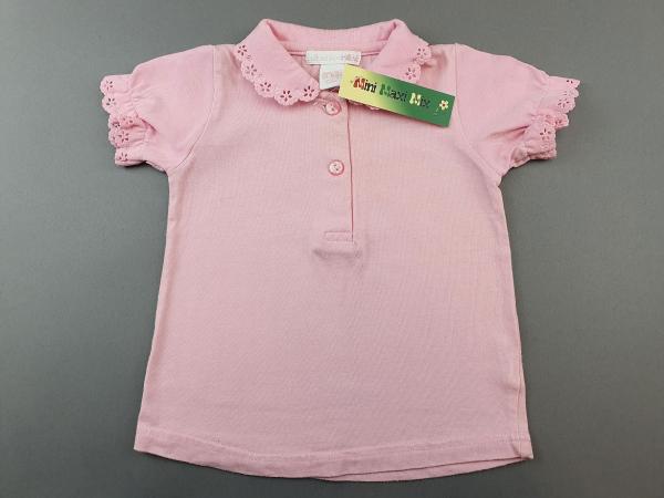 Blusenshirt Gr. 74/80 H&M rosa Spitzenkante kurzarm