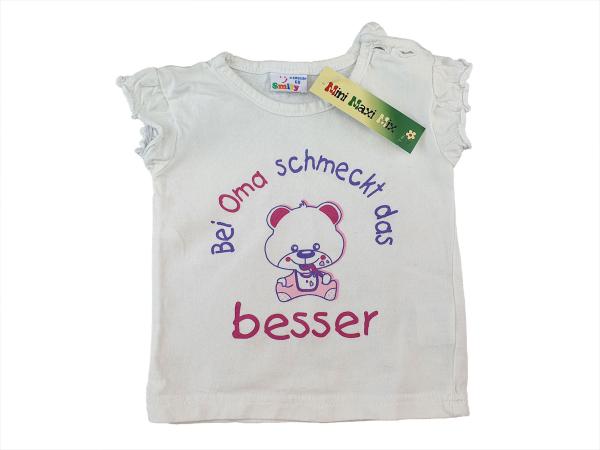 T-Shirt Gr. 62/68 Smily weiß – bei Oma schmeckt das besser - Zwillinge -