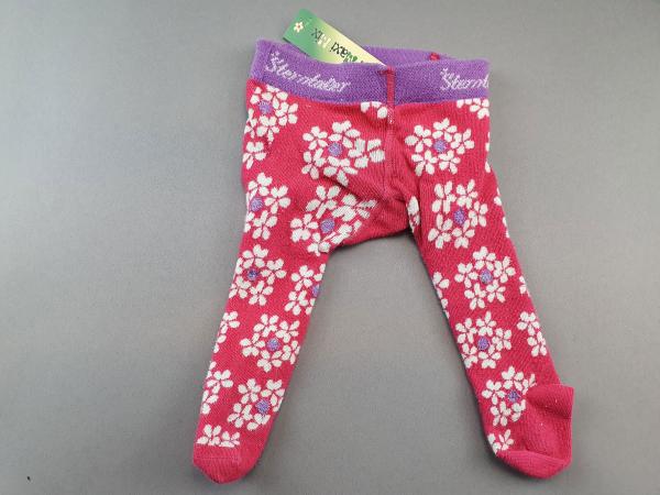 Strumpfhose Gr. 62 Sterntaler pink/lila mit Blumen Glitzer