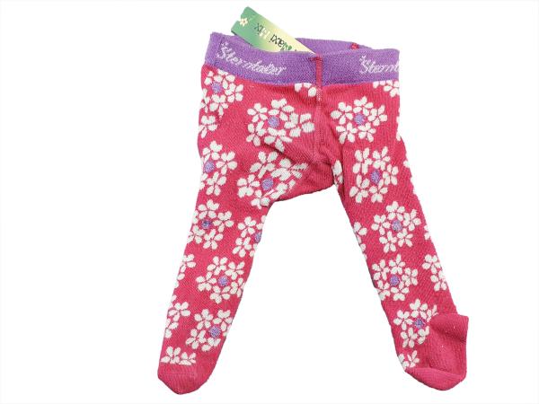 Strumpfhose Gr. 62 Sterntaler pink/lila mit Blumen Glitzer