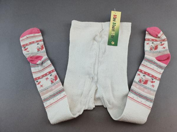 Strumpfhose Gr. 80/86 weiß/rosa mit Pferdchen