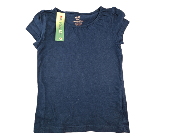 T-Shirt Gr. 92 H&M Bio dunkelblau Basic