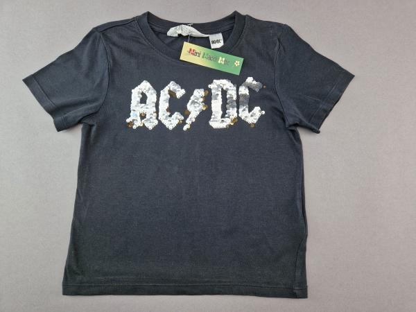 T-Shirt Gr. 98/104 H&M AC DC schwarz Pailletten