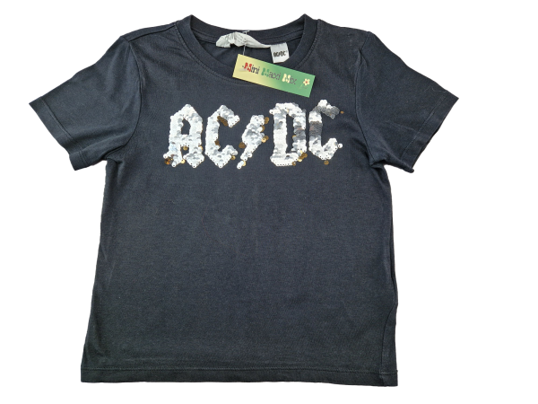 T-Shirt Gr. 98/104 H&M AC DC schwarz Pailletten