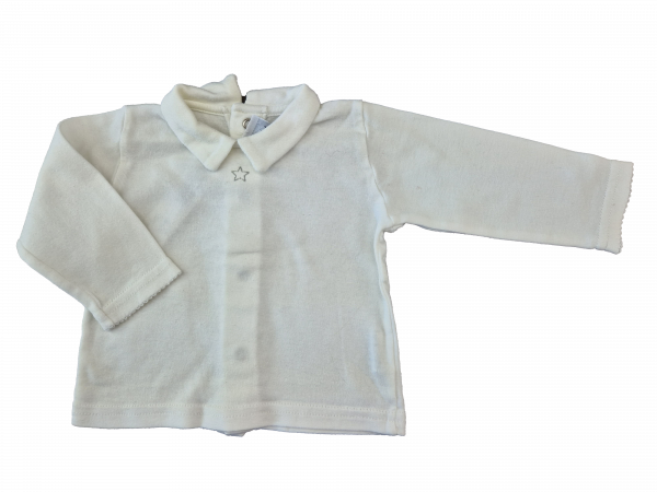 Langarmshirt Gr. 62 Petit Bateau weiß mit Kragen