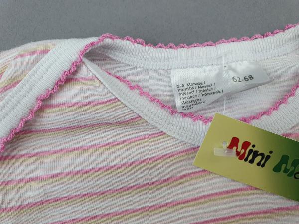 Ringelbody Gr. 62/68 rosa/weiß langarm