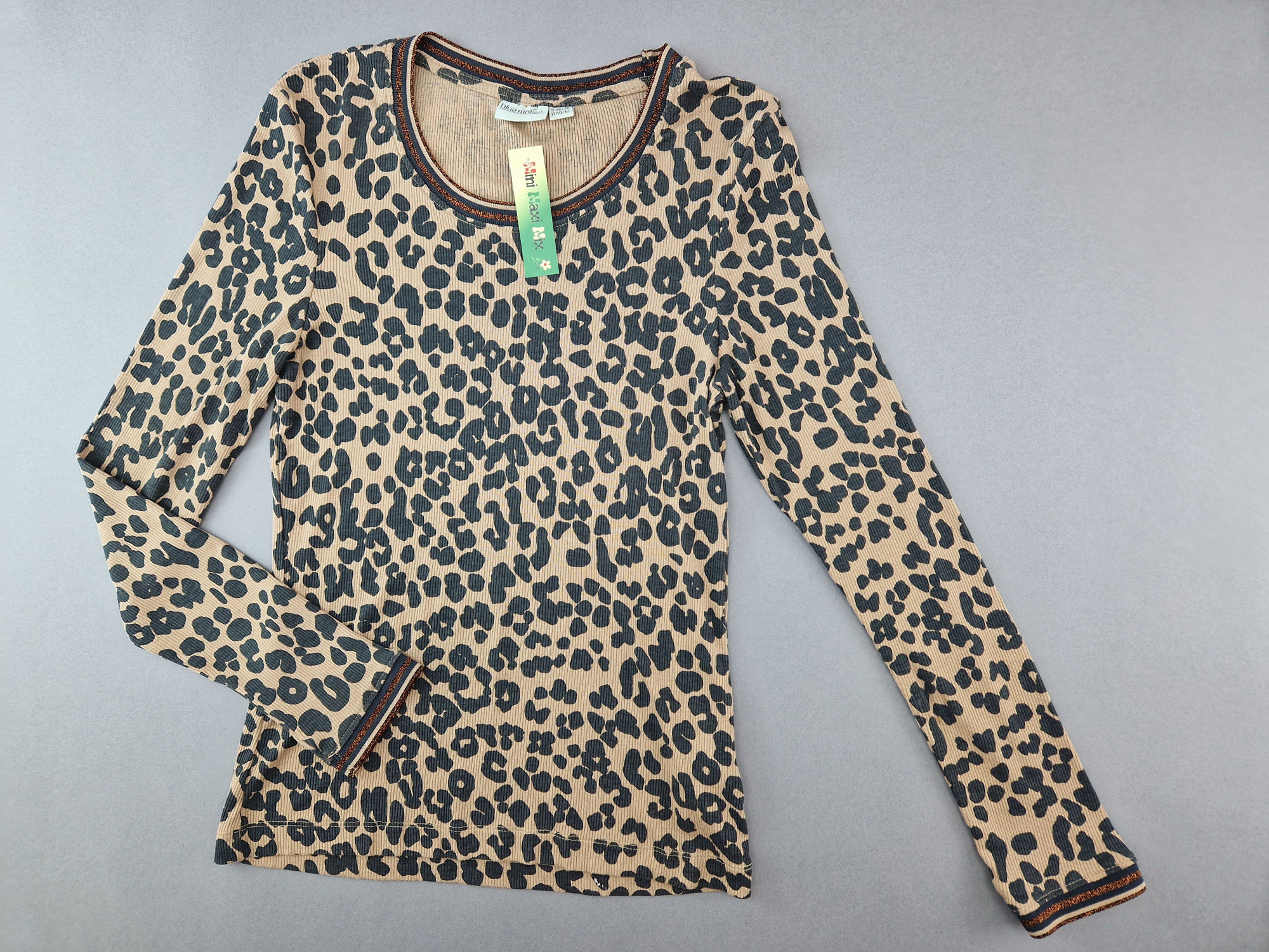 Langarmshirt Gr. 36/38 blue motion braun/grau mit Muster & Glitzer