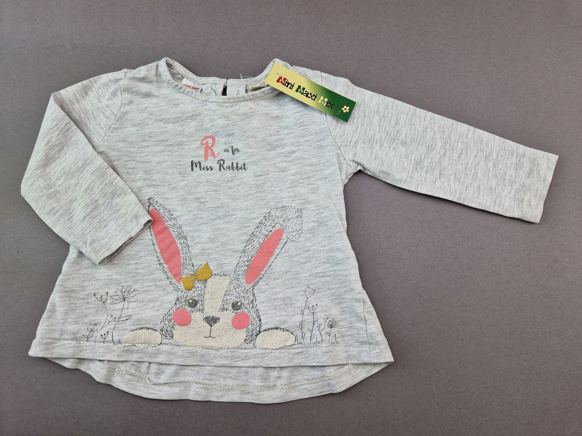 Langarmshirt Gr. 74/80 Zara hellgrau Häschen