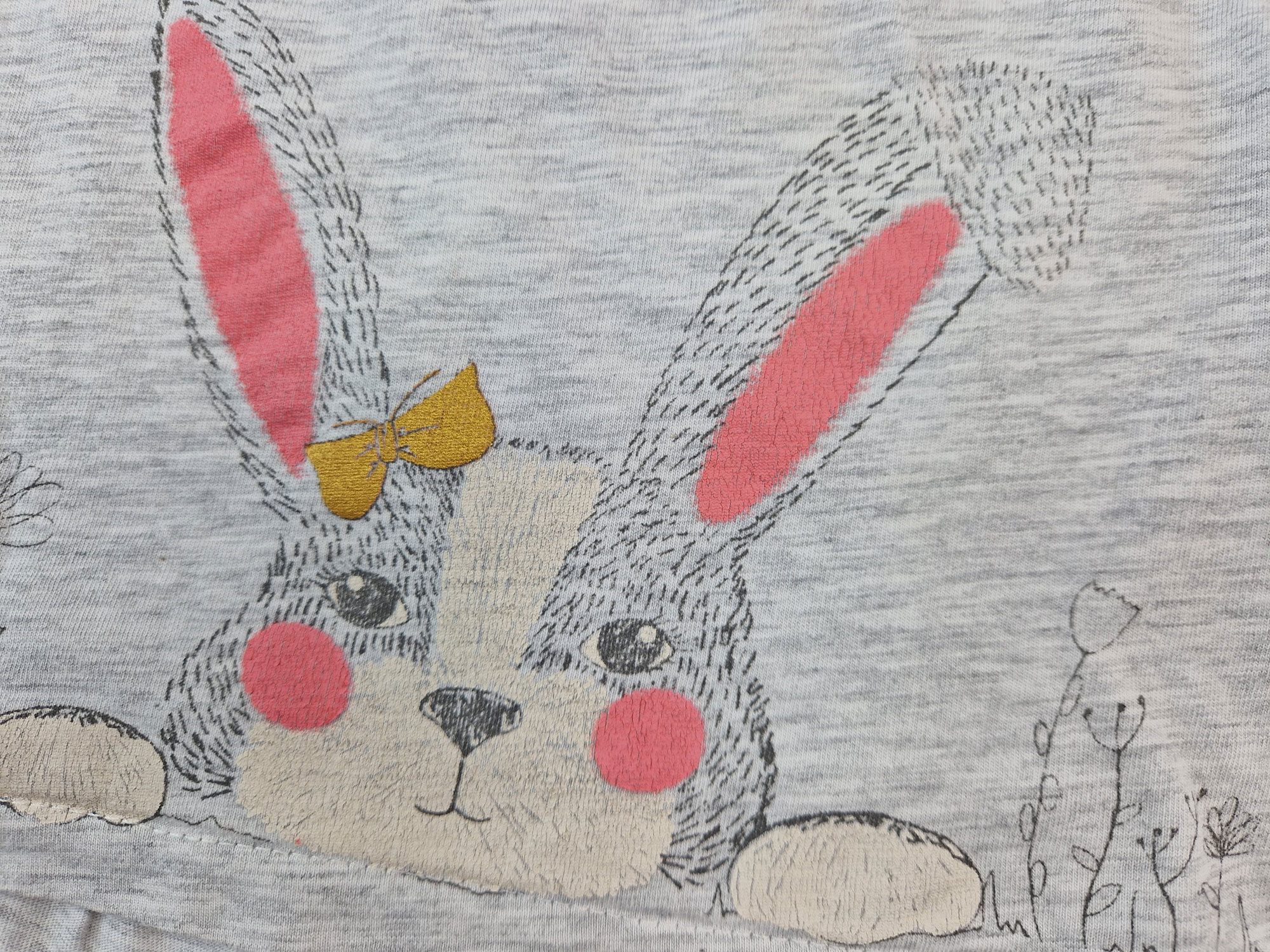 Langarmshirt Gr. 74/80 Zara hellgrau Häschen