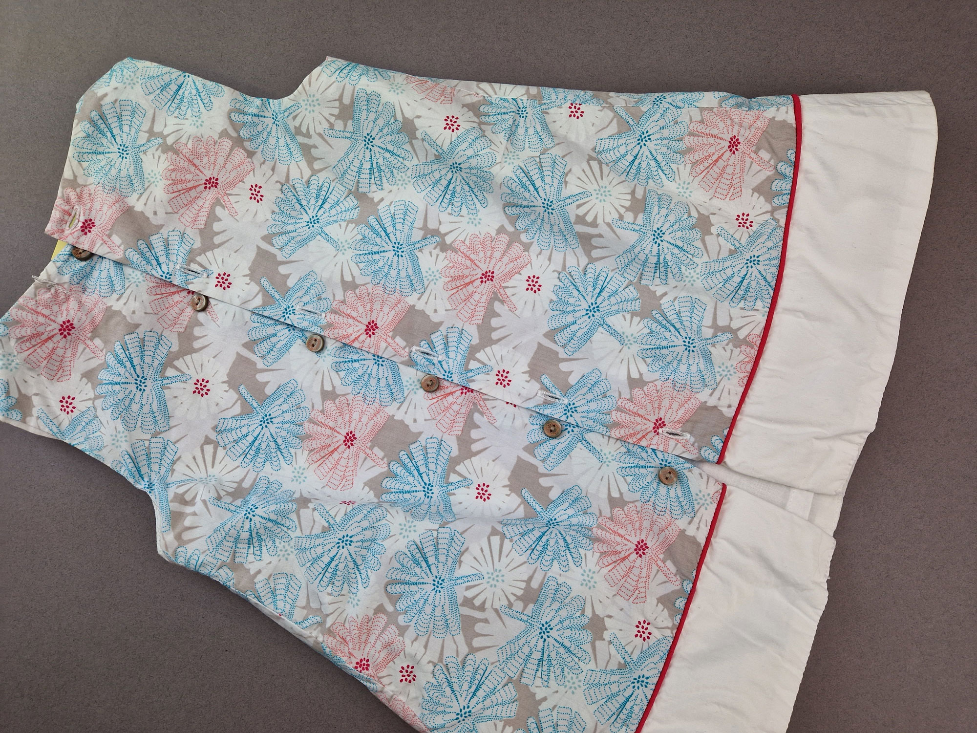 französisches Sommerkleidchen Gr. 74 Okaidi geblümt hellblau/rosa/weiß 2 Teiler