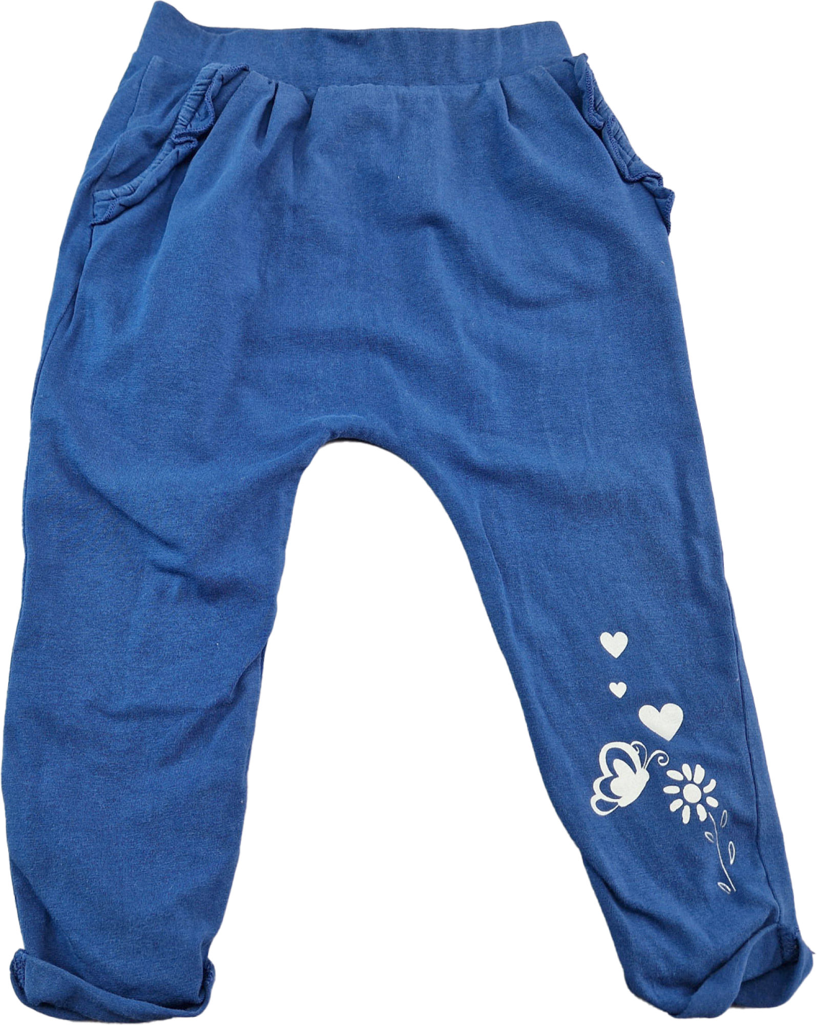 Haremshose Gr. 86 dunkelblau mit Taschen, Rüschen und Herzen