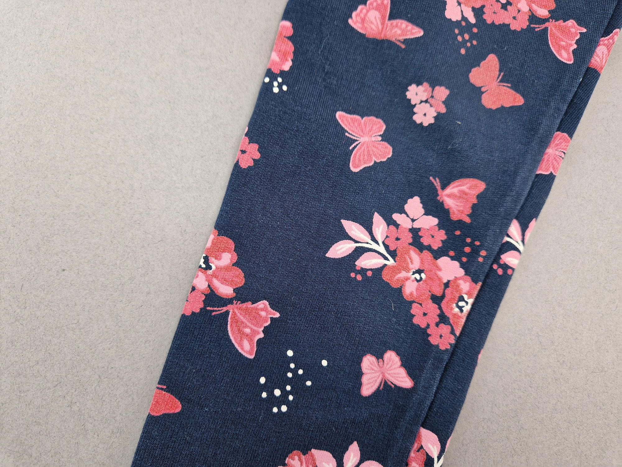 lange Leggins Gr. 92/98 Topolino dunkelblau/pink Blumen, Schmetterlinge