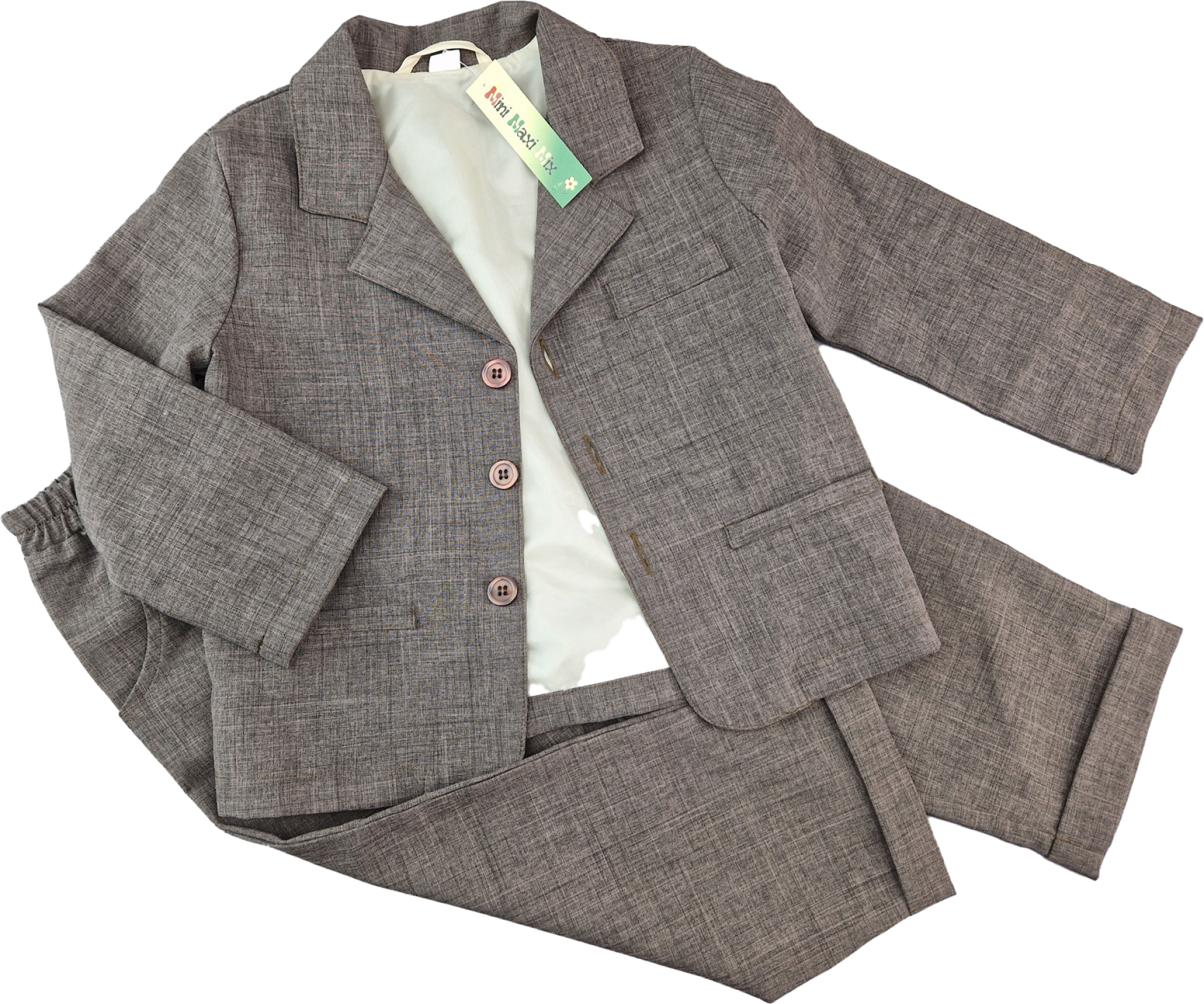 feiner Anzug Gr. 98/104 dunkelbraun meliert 2 teilig