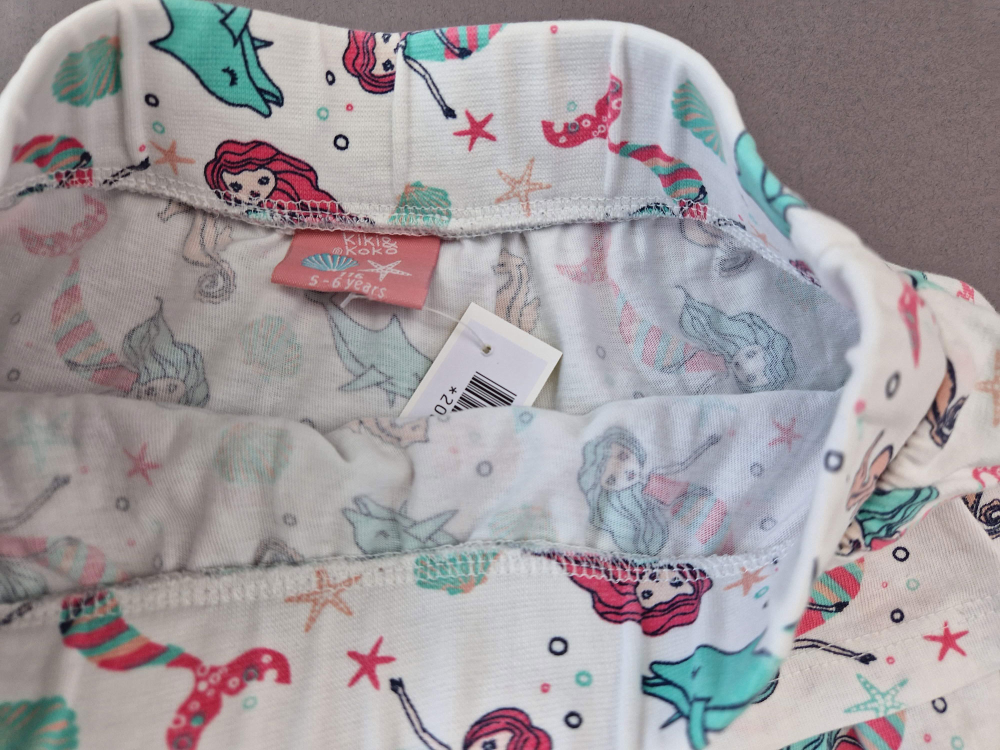 Jerseyröckchen Gr. 116 Volant weiß Seepferdchen Meerjungfrauen