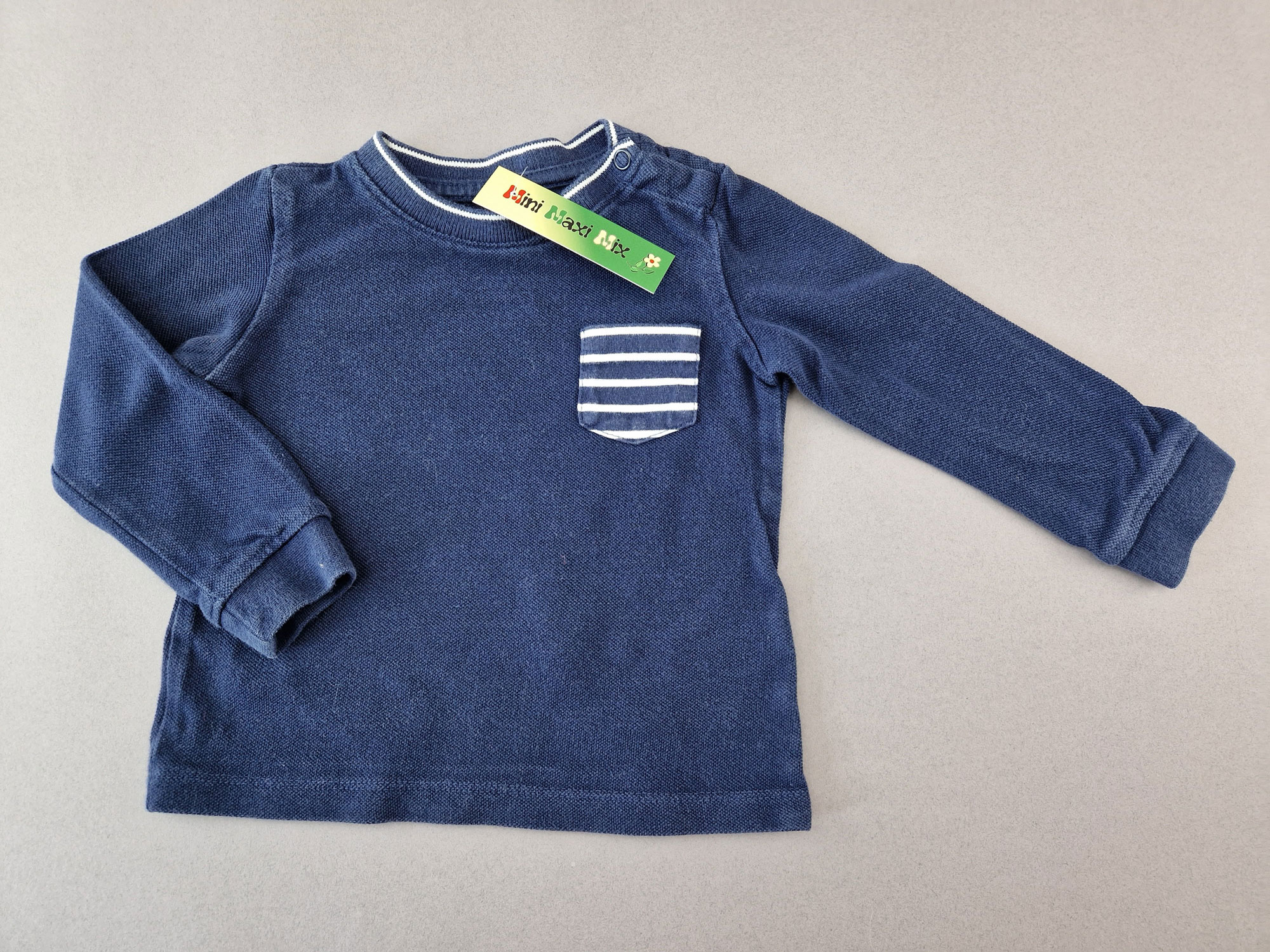 Langarmshirt Gr. 74/80 C&A dunkelblau mit Ringeltasche