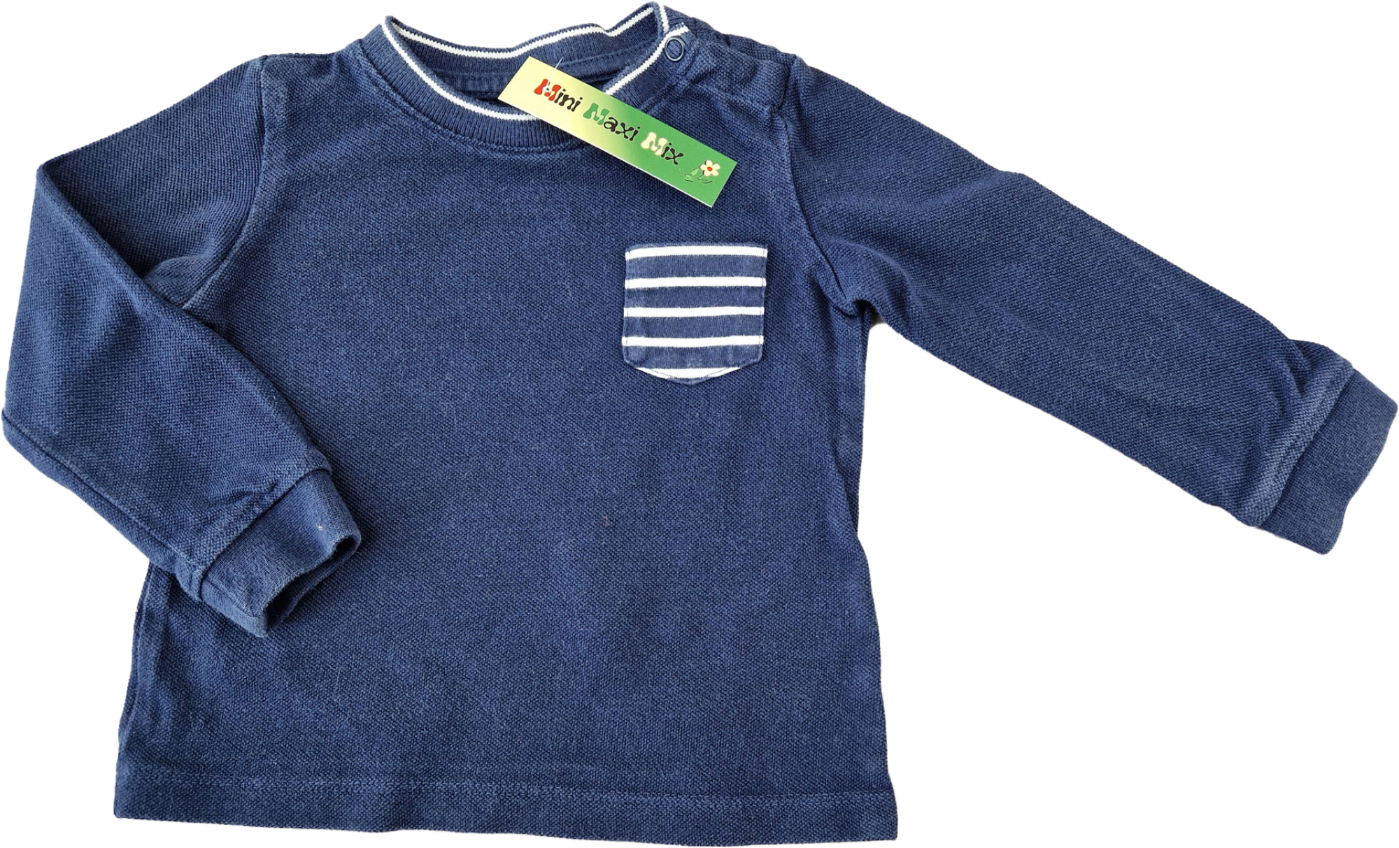 Langarmshirt Gr. 74/80 C&A dunkelblau mit Ringeltasche