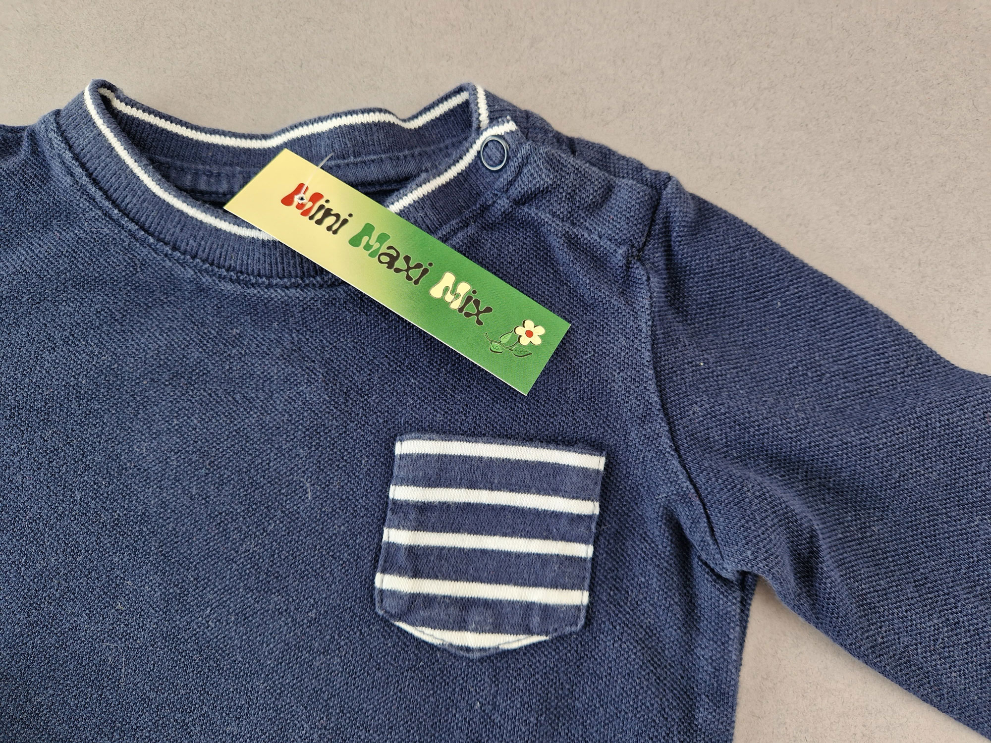 Langarmshirt Gr. 74/80 C&A dunkelblau mit Ringeltasche