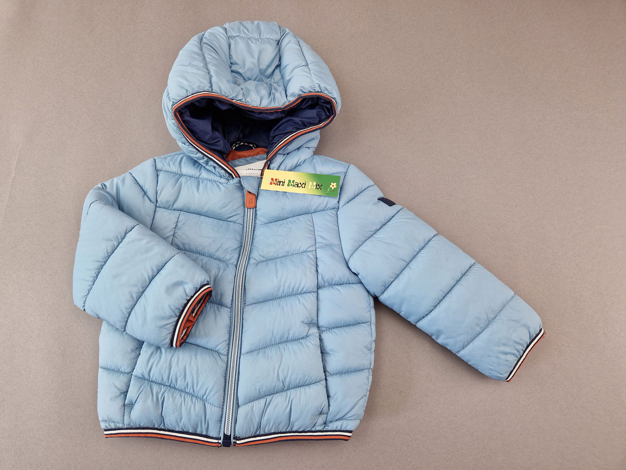 luftig leichter Anorak Gr. 74/80 C&A hellblau/braun wattiert mit Kaputze