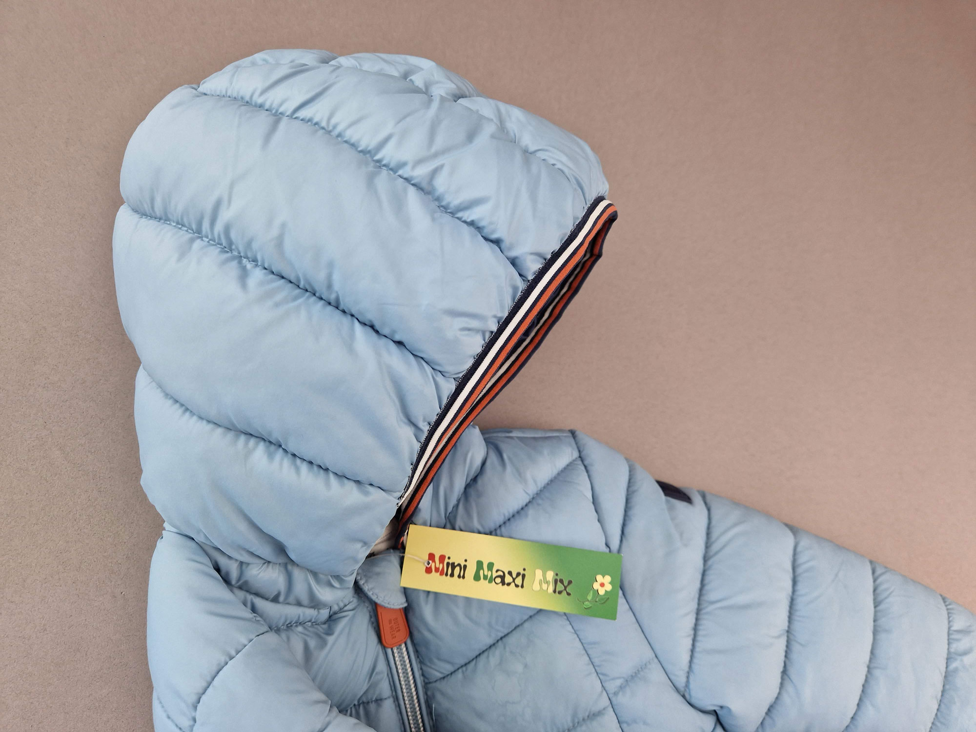 luftig leichter Anorak Gr. 74/80 C&A hellblau/braun wattiert mit Kaputze