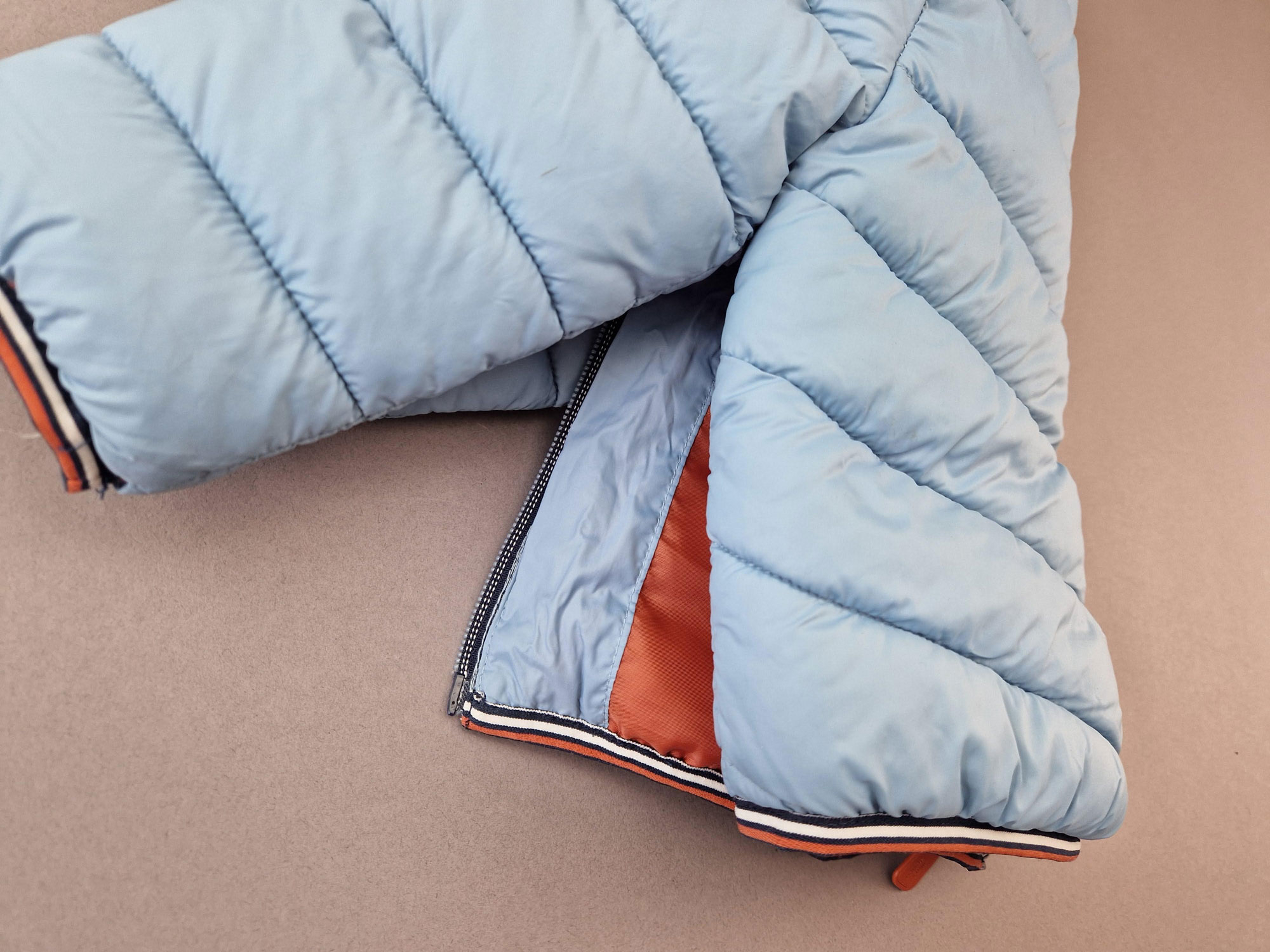 luftig leichter Anorak Gr. 74/80 C&A hellblau/braun wattiert mit Kaputze