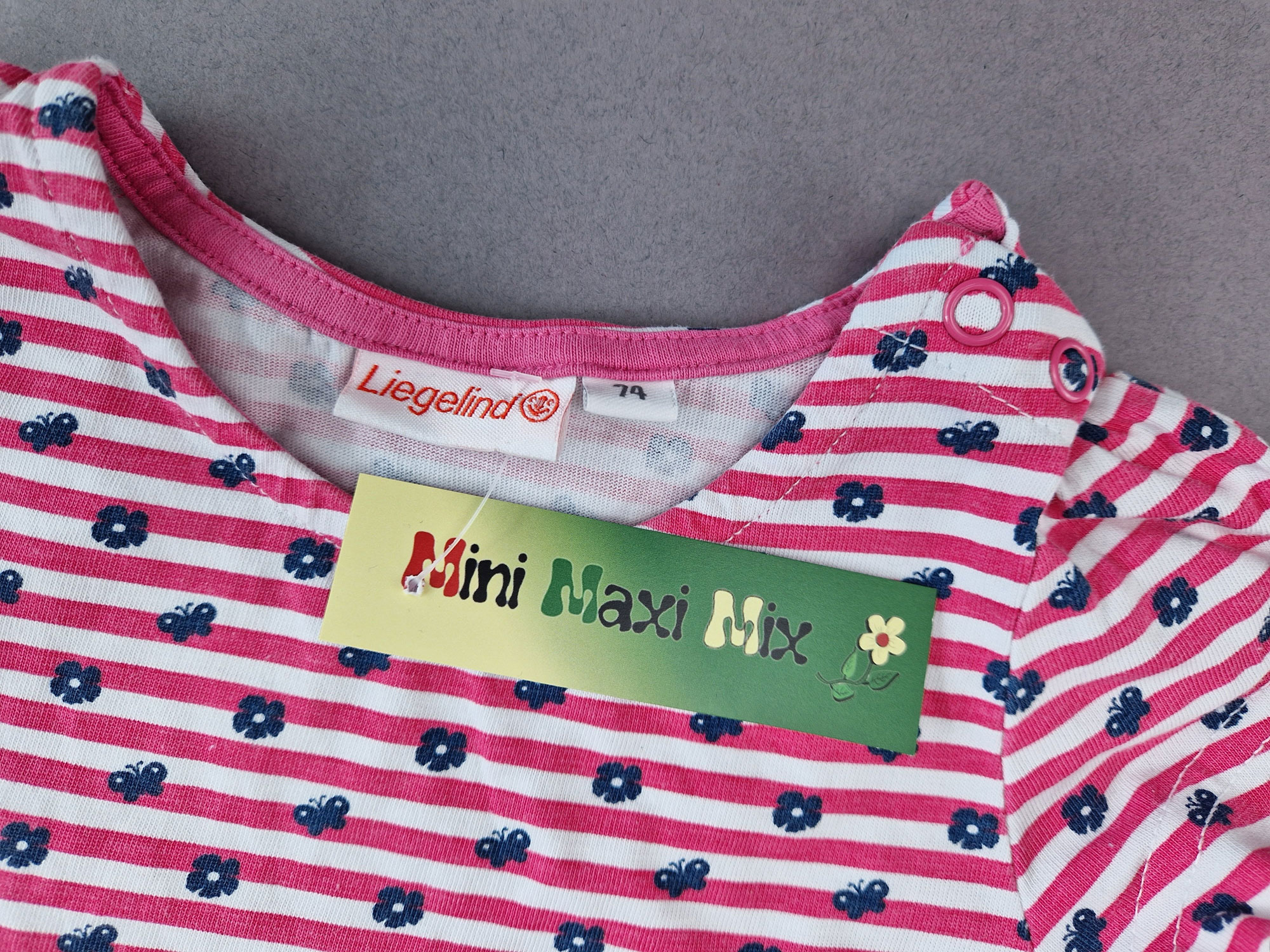 Jerseykleidchen Gr. 74 Liegelind pink/weiß Blümchen kurzarm