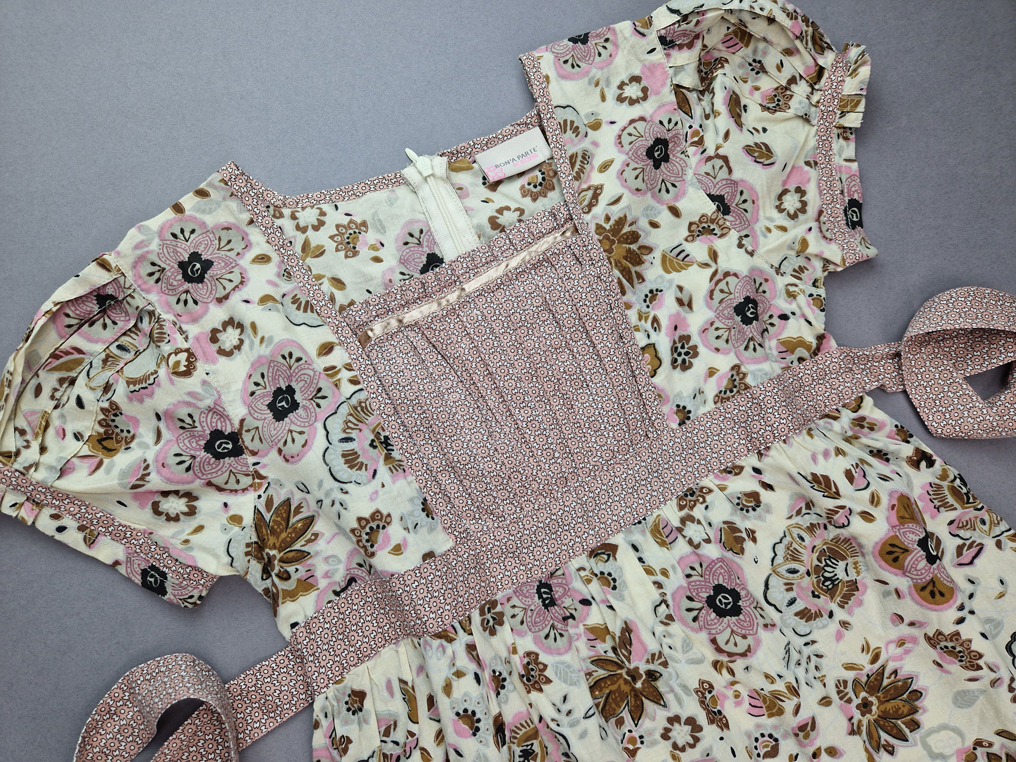 Sommerkleid Gr. 146/152 Bon’a Parte kurzarm altrosa mit Blümchen