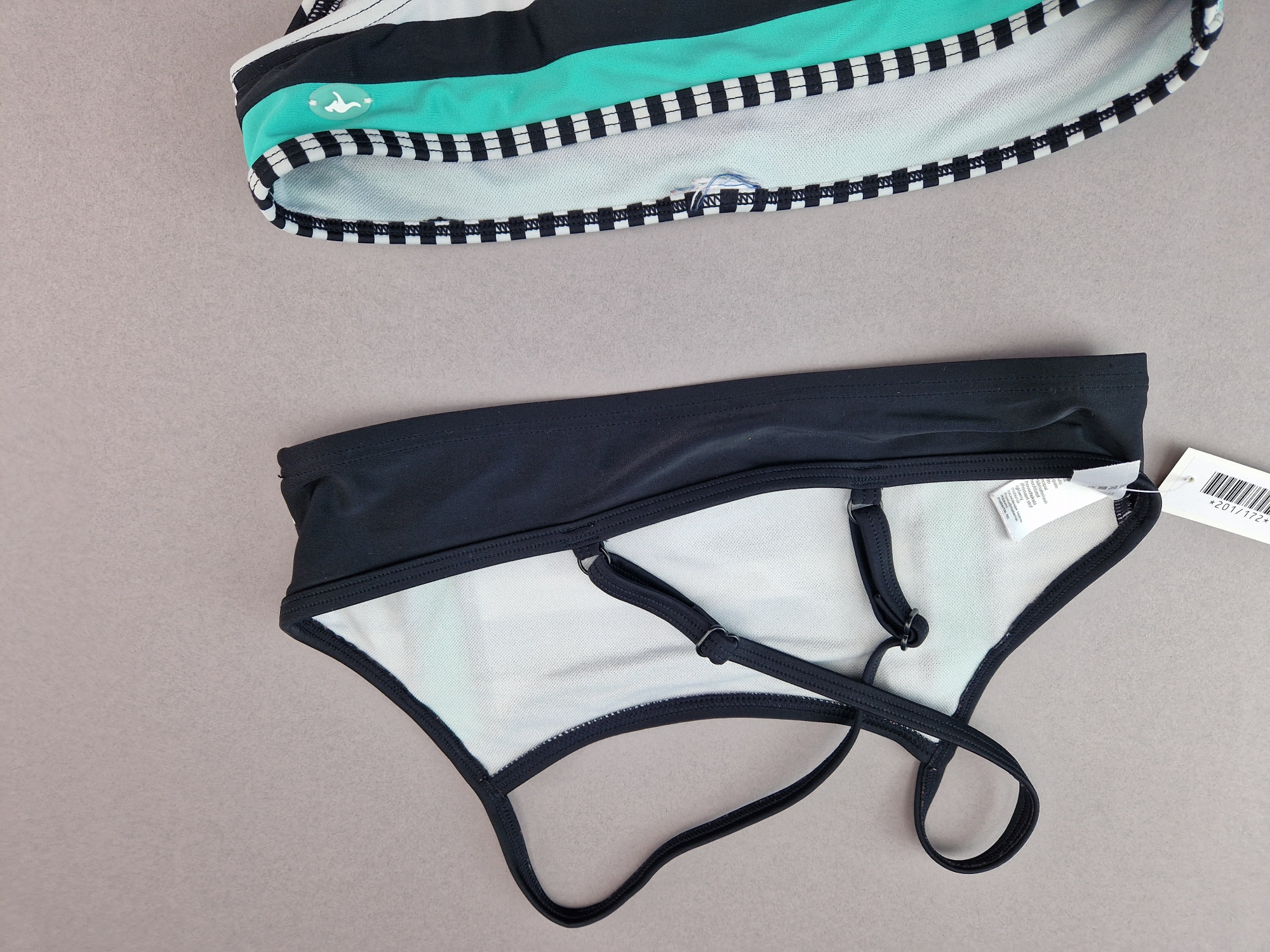 Bikini Gr. 146/152 KangaROOS schwarz/grau/grün Blockstreifen