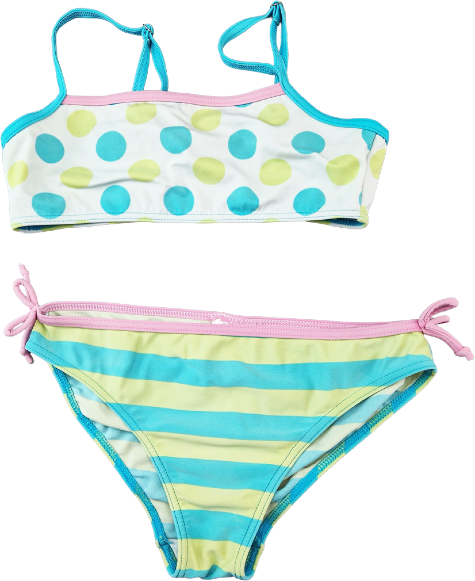 Bikini Gr. 152/158 türkis/hellgrün/rosa Blockstreifen