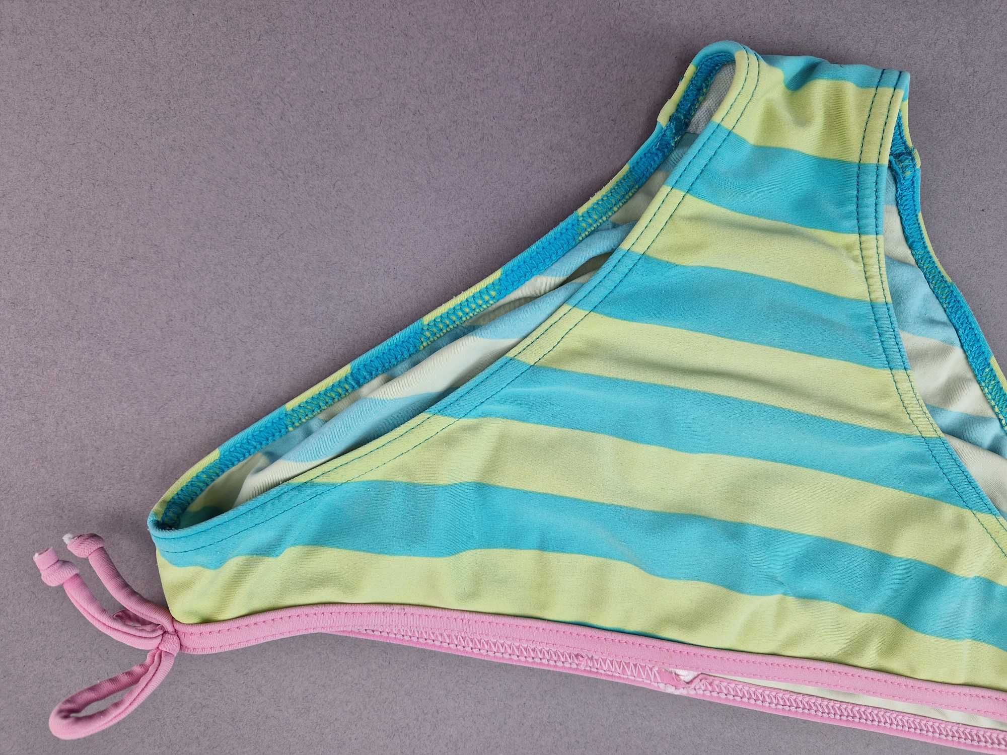 Bikini Gr. 152/158 türkis/hellgrün/rosa Blockstreifen